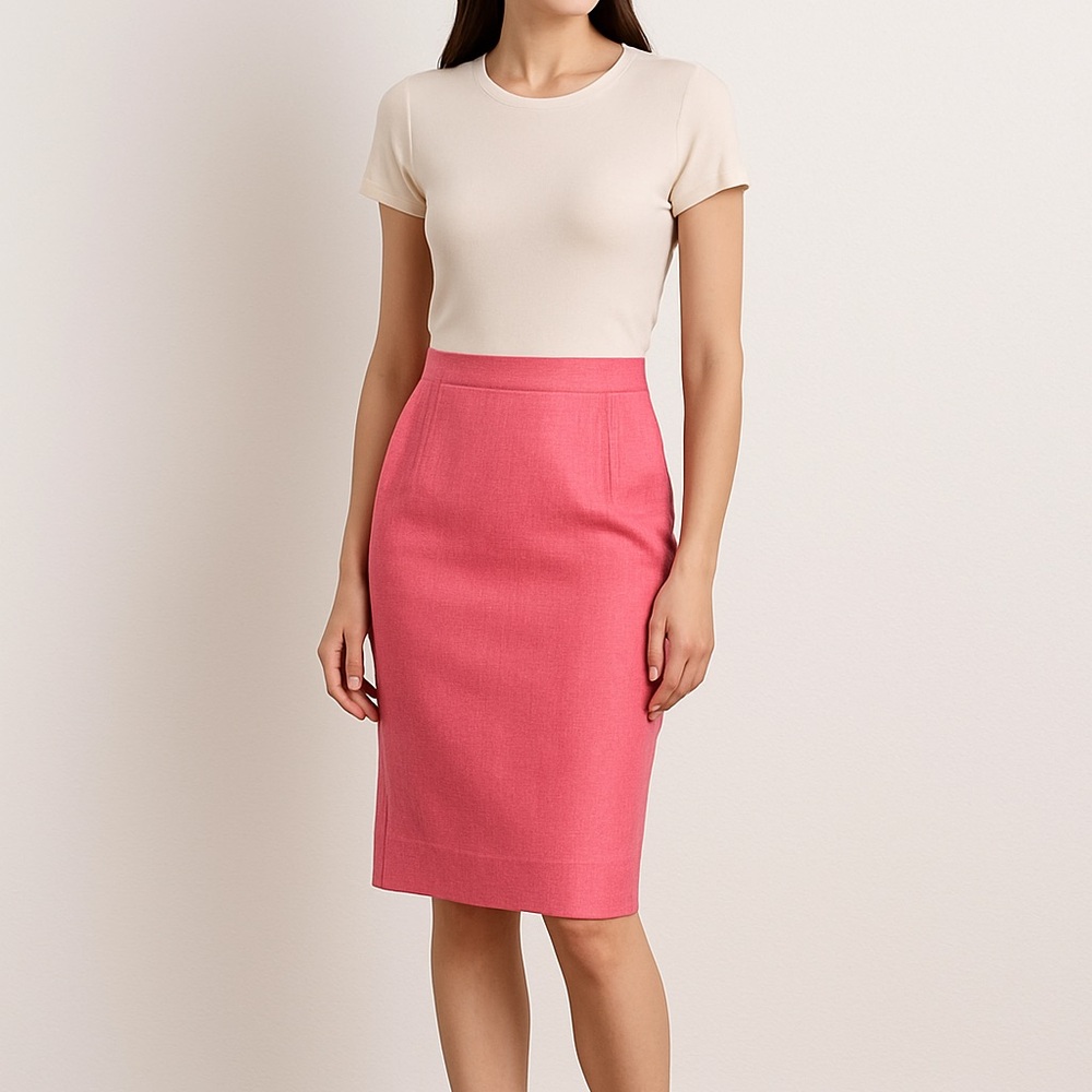 Escada Pink Linen Pencil Skirt Size 4 | Classic Luxury Workwear